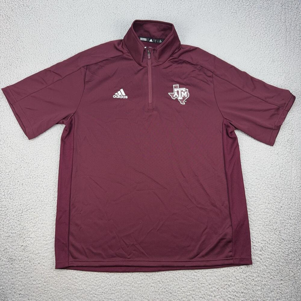 Texas A&M Aggies Shirt Mens Large Maroon Red NCAA Football Adidas 1/4 Zip